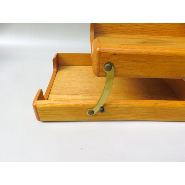 Beech & Brass Document Tray & Storage Box, 1960s For Sale - Image 11 of 14
