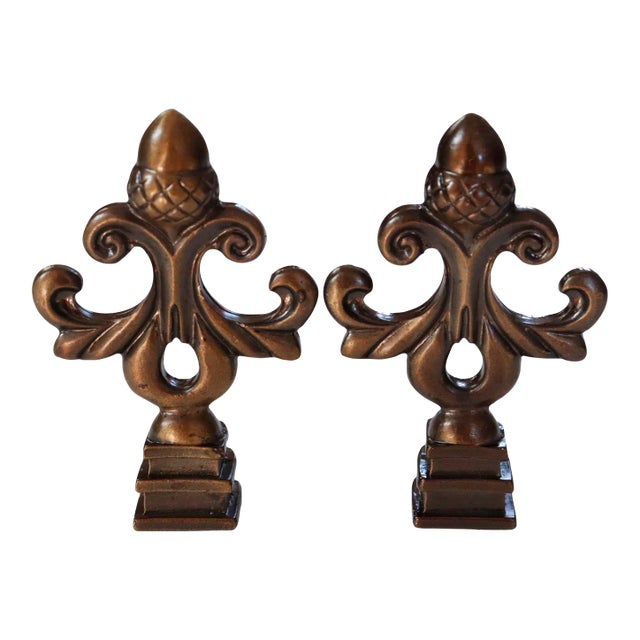 Antiqued Brass Lamp Finials - a Pair For Sale