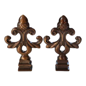 Antiqued Brass Lamp Finials - a Pair