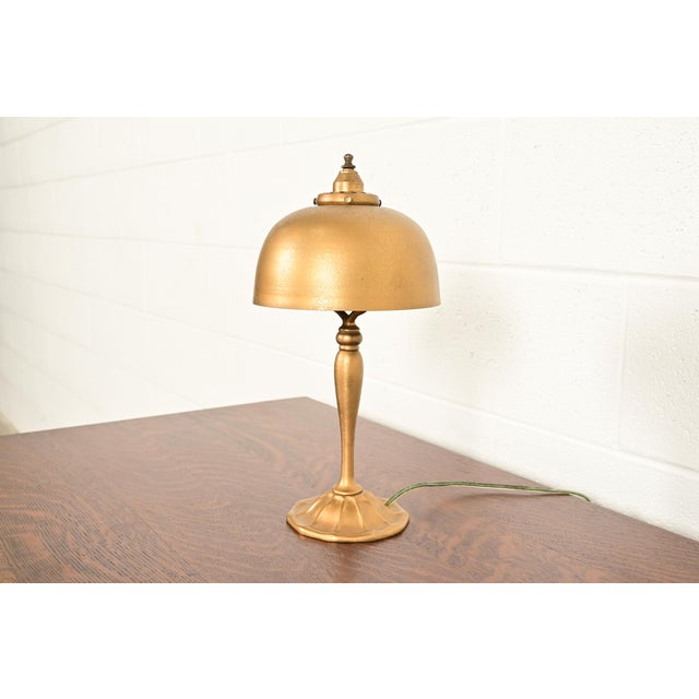 Art Deco Louis Comfort Tiffany Furnaces Art Deco Bronze Doré Table Lamp or Desk Lamp, 1920s For Sale - Image 3 of 15