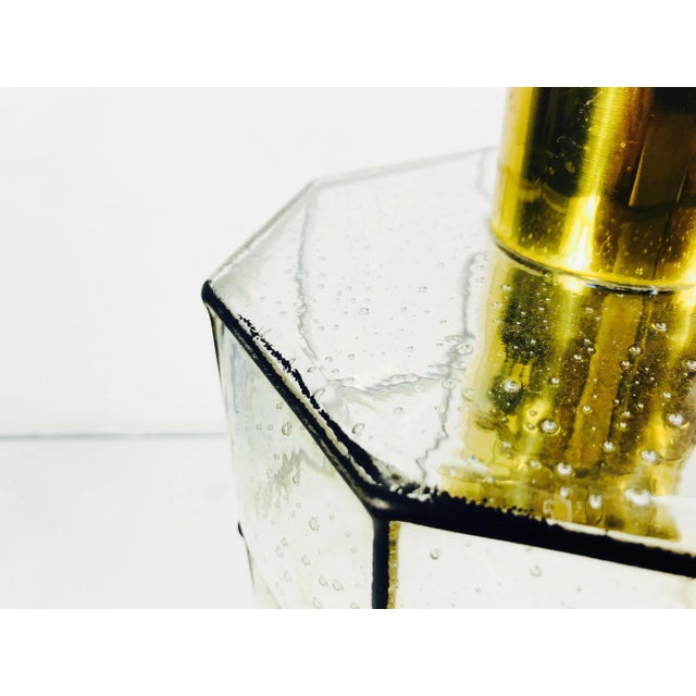 1960s 1960s Mid-Century Iron and Bubble Glass Pendant Lamp by Glashütte Limburg For Sale - Image 5 of 11