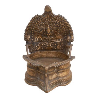 Antique Engraved Brass Votive Holder For Sale