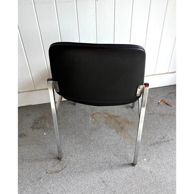 1960s Winfield Chair Co. Black Vinyl/Chrome Midcentury Side Chair or Office Chair For Sale - Image 5 of 6