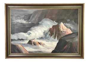 1950s Impressionist Seascape Acrylic Painting by Harold Barry Bugden, Framed