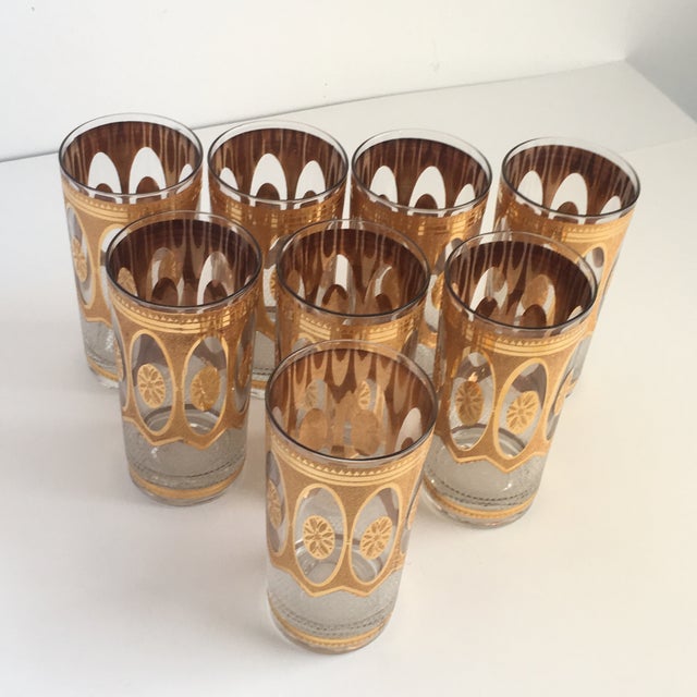 Hollywood Regency Culver Style Gold Collins Glasses Set of 8 Chairish