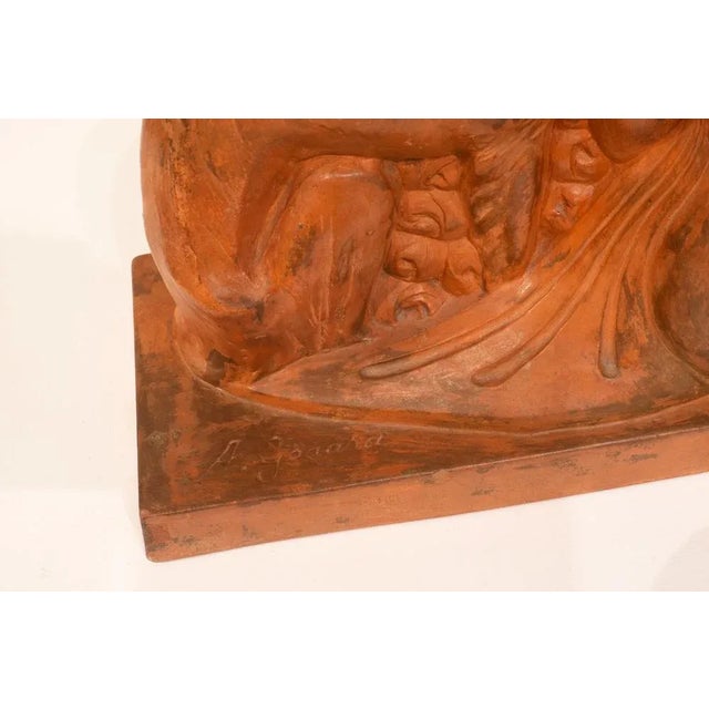 Armand Godard, Art Deco Youth with Greyhounds, 1930, Terracotta For Sale - Image 4 of 10