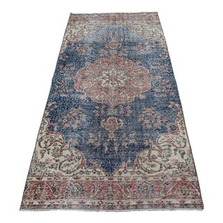 Faded Coloured Vintage Turkish Area Rug - 41.5"x93" For Sale