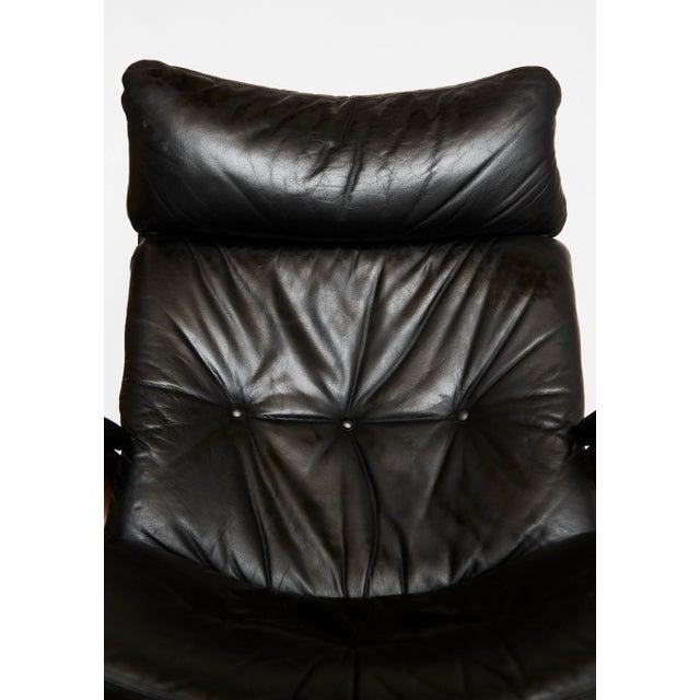 Set of Scandinavian Leather Cantilever Chair with Ottoman by Elsa & Nordahl Solheim for Rybo Rykken, 1960s For Sale - Image 9 of 13