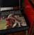 Vibrant pair of poppy red mid-century TV tray tables with sculptural chrome wire frames and original Durham ‘Handi-Table’...