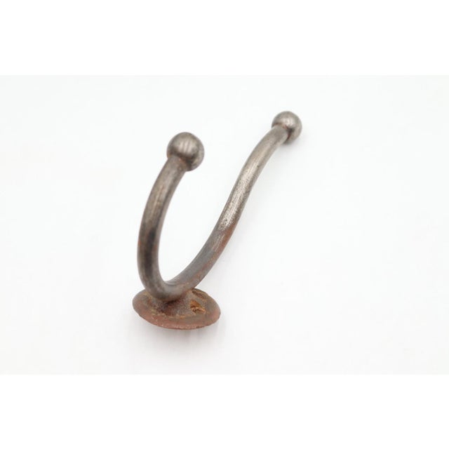 Traditional Vintage Steel Double Arm Wall Hook For Sale - Image 3 of 4