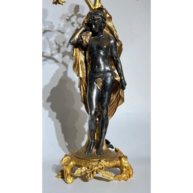 Late 19th Century Exceptional 19th Century French Gilt and Silvered Bronze Candelabras - A Pair For Sale - Image 5 of 12