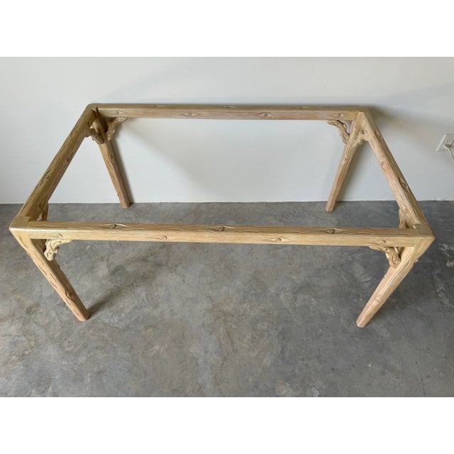 Hollywood Regency Carved Faux Bois Cerused Rectangular Dining Table Base For Sale - Image 12 of 12