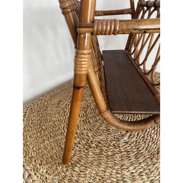 Bamboo and Rattan Magazine Rack, 1960s For Sale - Image 4 of 14