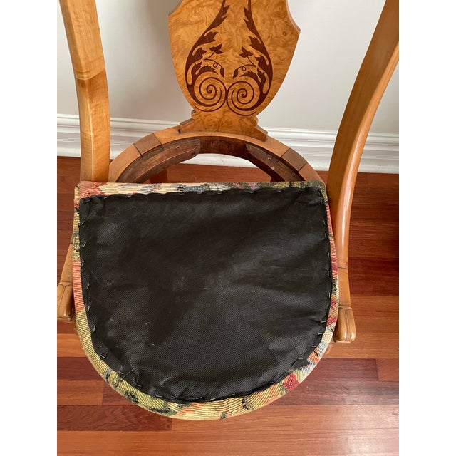 Biedermeier Revival Burl Veneer Inlay Side Chair With Floral Tapestry Seat, Circa 1930s For Sale - Image 12 of 12