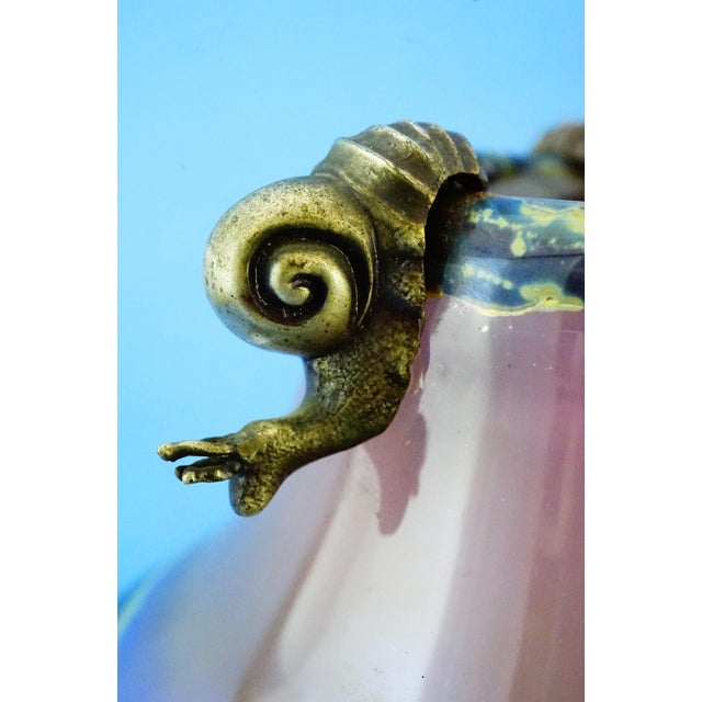20th Century Studio Glass Vase with Silver Metal Snail by Samuel J Herman for Val Saint Lambert, 1970s For Sale - Image 17 of 18