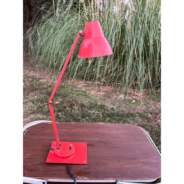 1970s Vintage Cherry Red Desk Lamp For Sale - Image 5 of 6