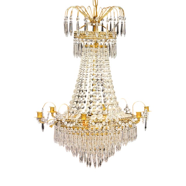 Gustavian Crystal Chandelier, 1900s For Sale