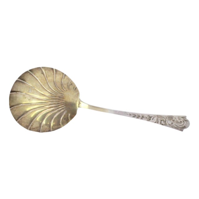 Sauce Spoon in Gilded Silver with Floral Reliefs and Friezes Handle For Sale