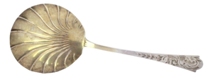 Sauce Spoon in Gilded Silver with Floral Reliefs and Friezes Handle