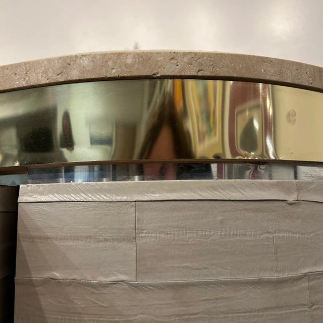 Karl Springer Leather Wrapped Marble Top Two Sided Credenza For Sale In Cleveland - Image 6 of 13