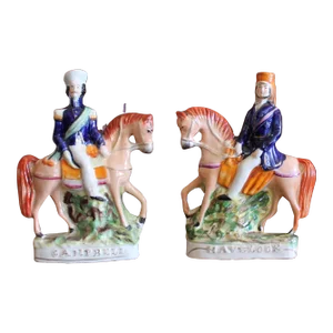 Staffordshire Military Figures on Horseback, 19th C. - a Pair