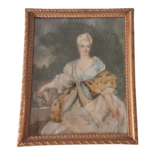 18th C French Louis XVI Court Style Miniature Portrait a Young Lady W Blue Shawl Signed Dumas For Sale