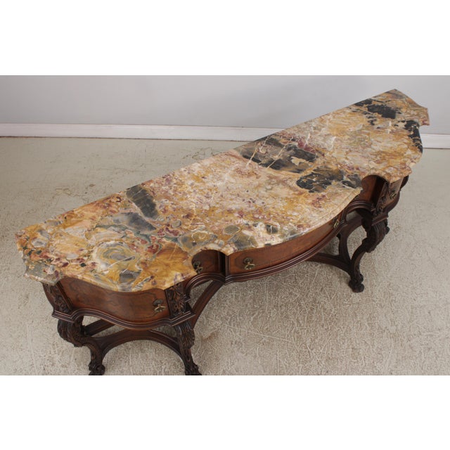 Vintage Carved Walnut Marble Top Sideboard For Sale In Philadelphia - Image 6 of 18