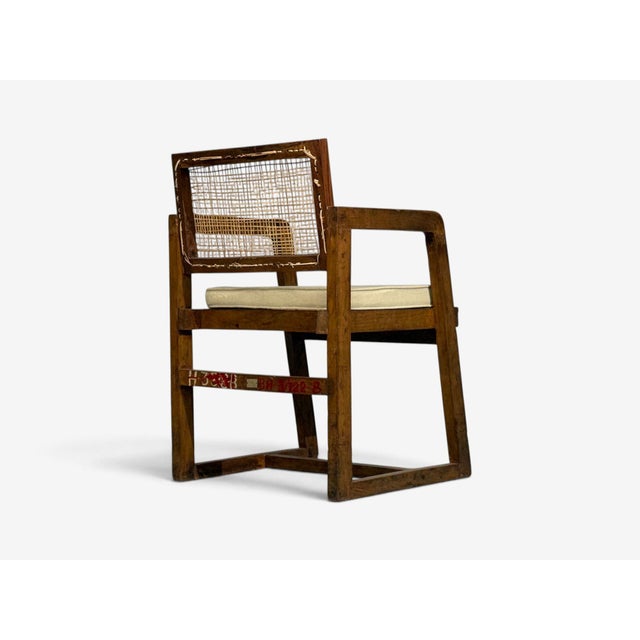 Pierre Jeanneret, 'Box' Armchair, Teak, Cane, Chandigarh, India, 1960s For Sale - Image 11 of 15