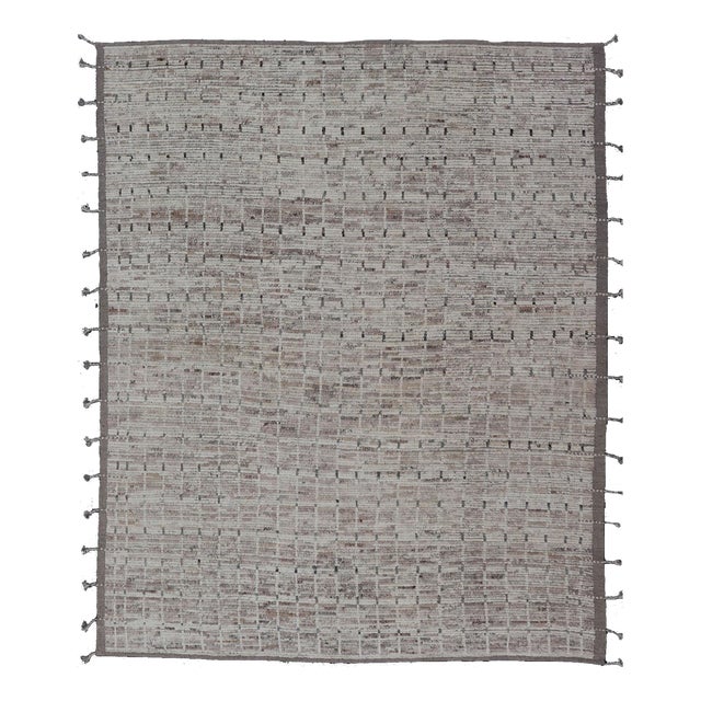 Modern Moroccan Rug With All-Over Design in Muted Tones by Keivan Woven Arts For Sale