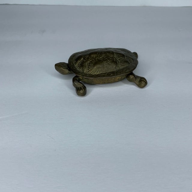 Brass Small Brass Turtle Catchall With Hinged Lid For Sale - Image 8 of 8
