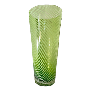 1950s Dino Martens for Aureliano Toso Mezza Filigrana Italian Glass Vase