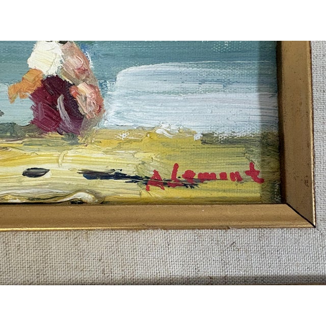 Original Signed Framed Oil Painting on Canvas Depicting a Beach Day For Sale - Image 4 of 15