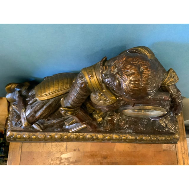 1950s Statue Mantle Clock, Mid-Evil Knight, Western Germany For Sale - Image 9 of 11