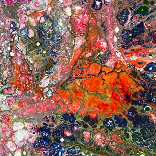 Abstract Vintage Abstract Marbleized Original Painting Signed For Sale - Image 3 of 6