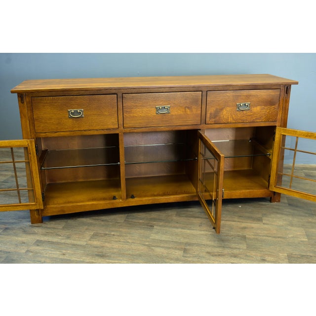 Mission Craftsman Style Quarter Sawn Oak Sideboard - 72" - Walnut For Sale - Image 3 of 15