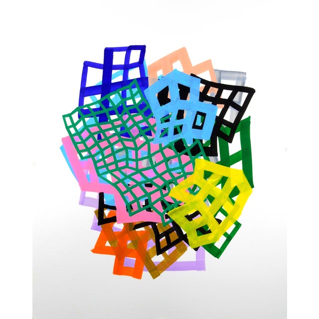 Martina Nehrling Contemporary Abstract Acrylic on Montval Paper "Lattice 4" by Martina Nehrling For Sale - Image 4 of 5