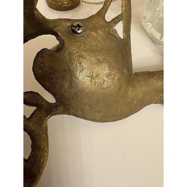 1980s Large Brass and Glass Inkwell, No Pen Included For Sale - Image 4 of 5
