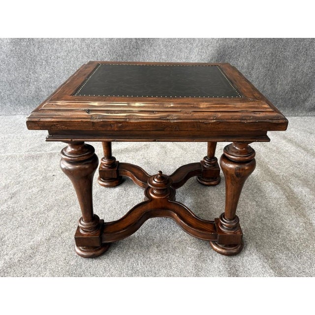 Early 21st Century Bernhardt Side Table With Decorated Top and Wooden Base For Sale - Image 5 of 9