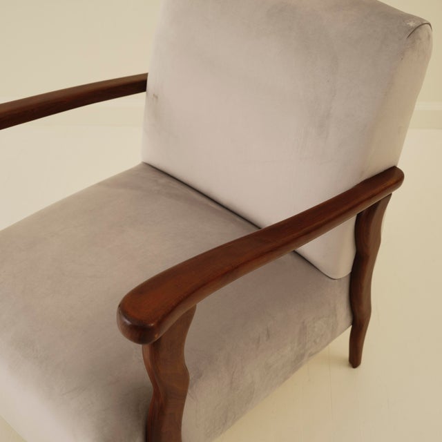 Italian Art Deco Wavy Wood Armchairs, a Pair, 1940s For Sale - Image 9 of 10