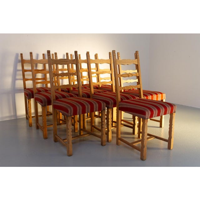 Vintage Danish Brutalist Ladder Back Oak Dining Chairs, 1960s. Set of 10. Set of ten Scandinavian Mid-Century modern...