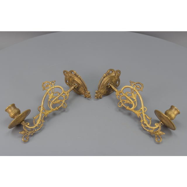 Art Nouveau French Piano Candleholders, 1950s, Set of 2 For Sale - Image 6 of 18