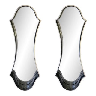 Pair of Italian Goatskin/Parchment and White Lacquer Wall Mirrors, 1960s For Sale