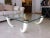 Mid-Century Modern 1970's Glass Coffee Table With Faux Tusk Legs and Brass Caps For Sale - Image 3 of 10
