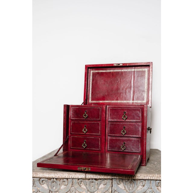 Antique French Leather Écritoire, Traveling Secretary For Sale - Image 10 of 16