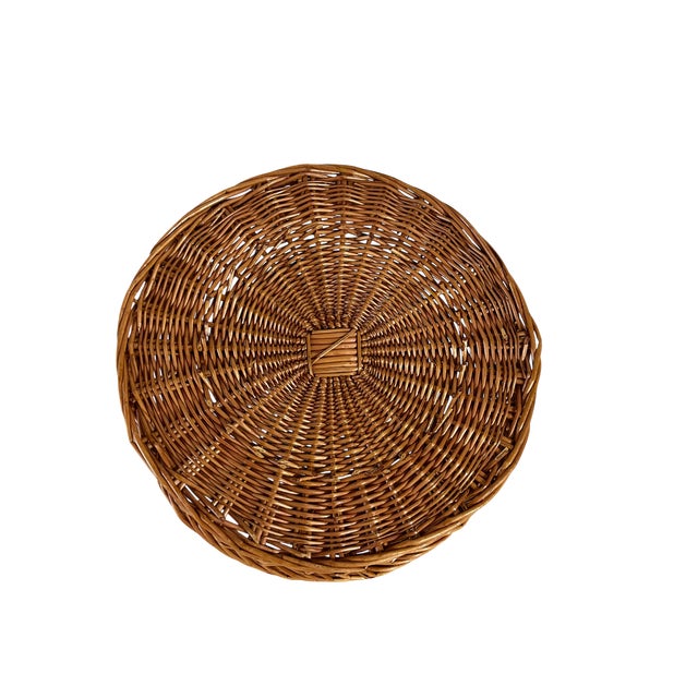 Brown Vintage French Provincial Wicker Basket Tray With Handles For Sale - Image 8 of 9
