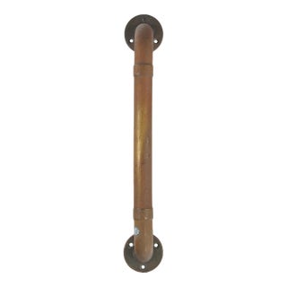 Vintage European 14.25 In. Brass Pipe Door Pull For Sale