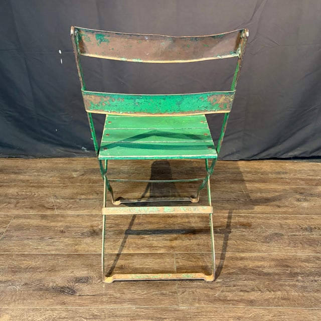 Weathered Green Bistro Chairs With Original Paint For Sale - Image 4 of 12