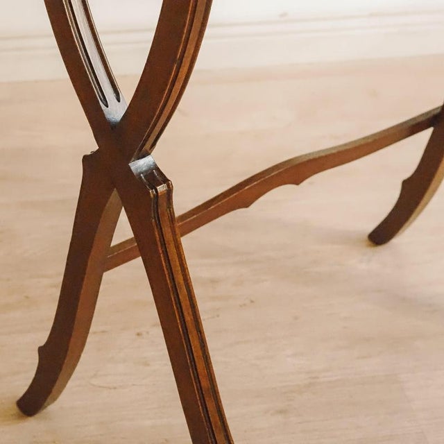 Antique Mahogany Side Table with X-Frame, 1900s For Sale - Image 5 of 11