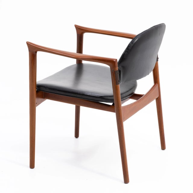 Mid-Century Modern Ib Kofod Larsen Selig Denmark Danish Teak Armchair Floating Seat Restored For Sale - Image 3 of 12