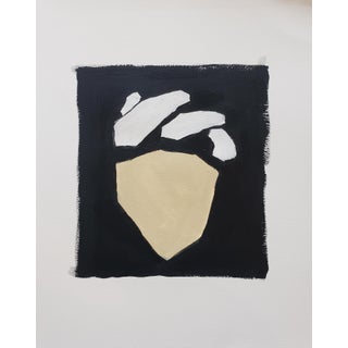 Heart 03 Original Abstract Modern Painting by Carrie Bergey, Black White Buff Tan For Sale